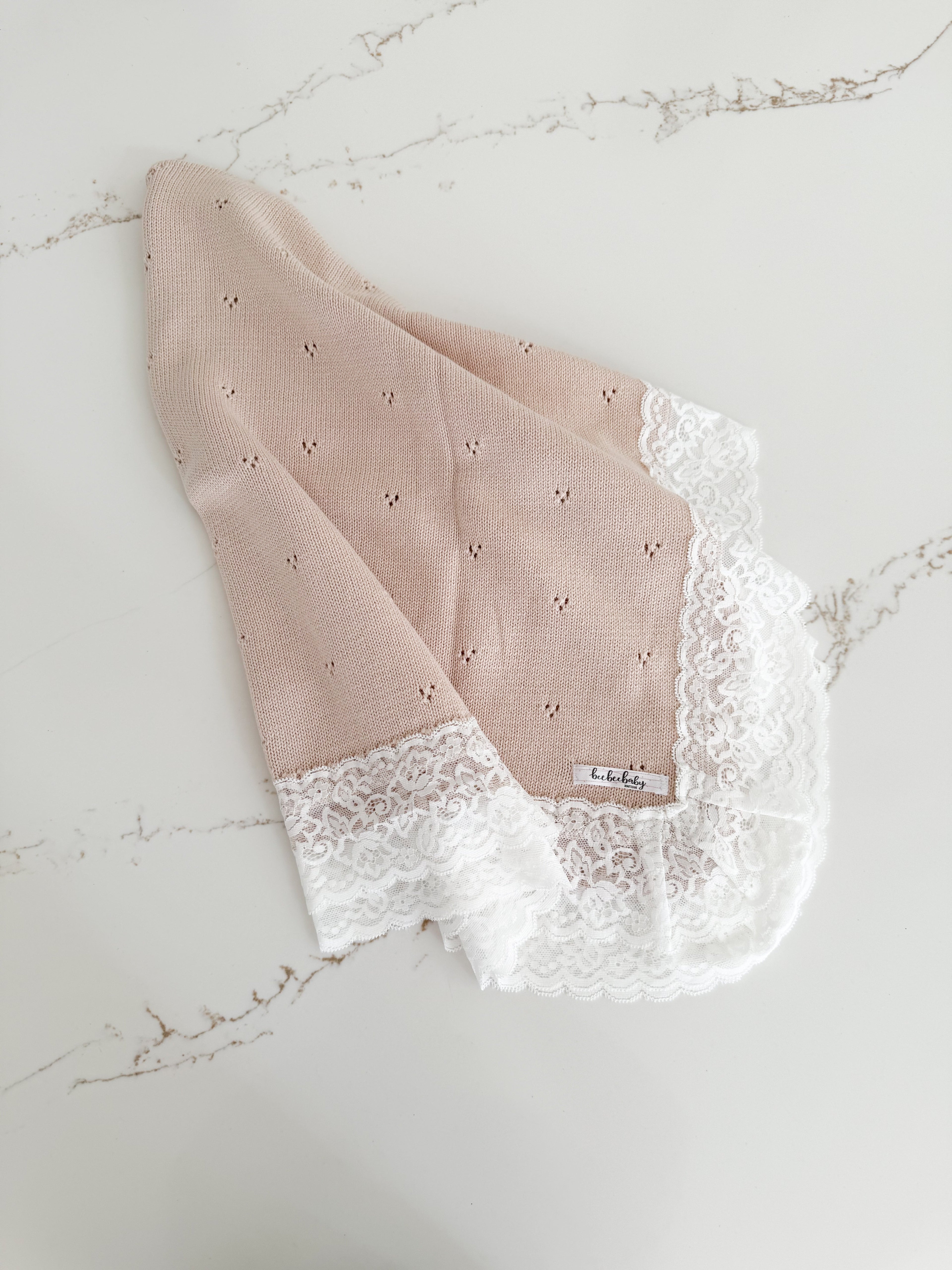 Hollow Out Knit Blanket - Oat