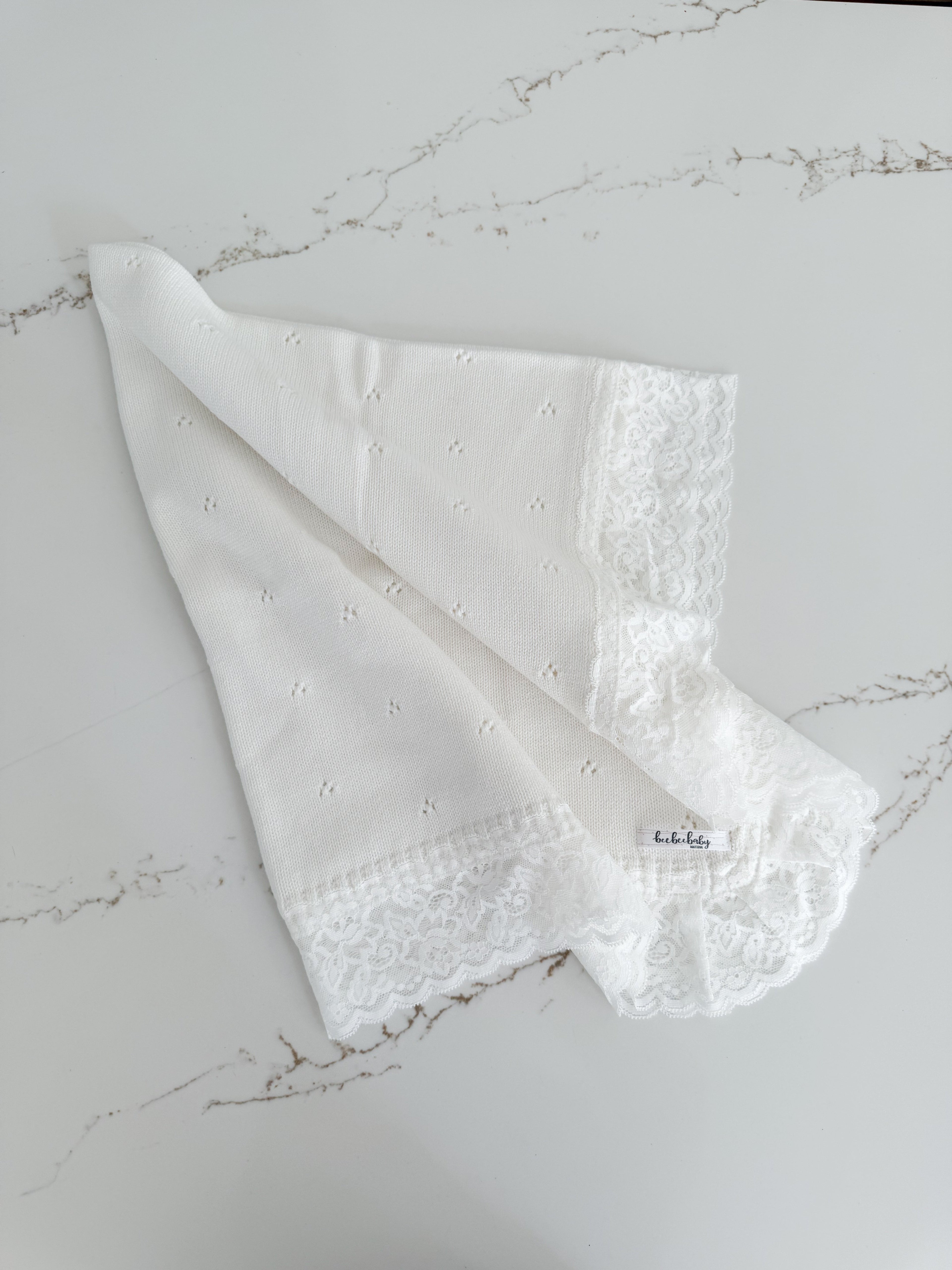 Hollow Out Knit Blanket - Pure White