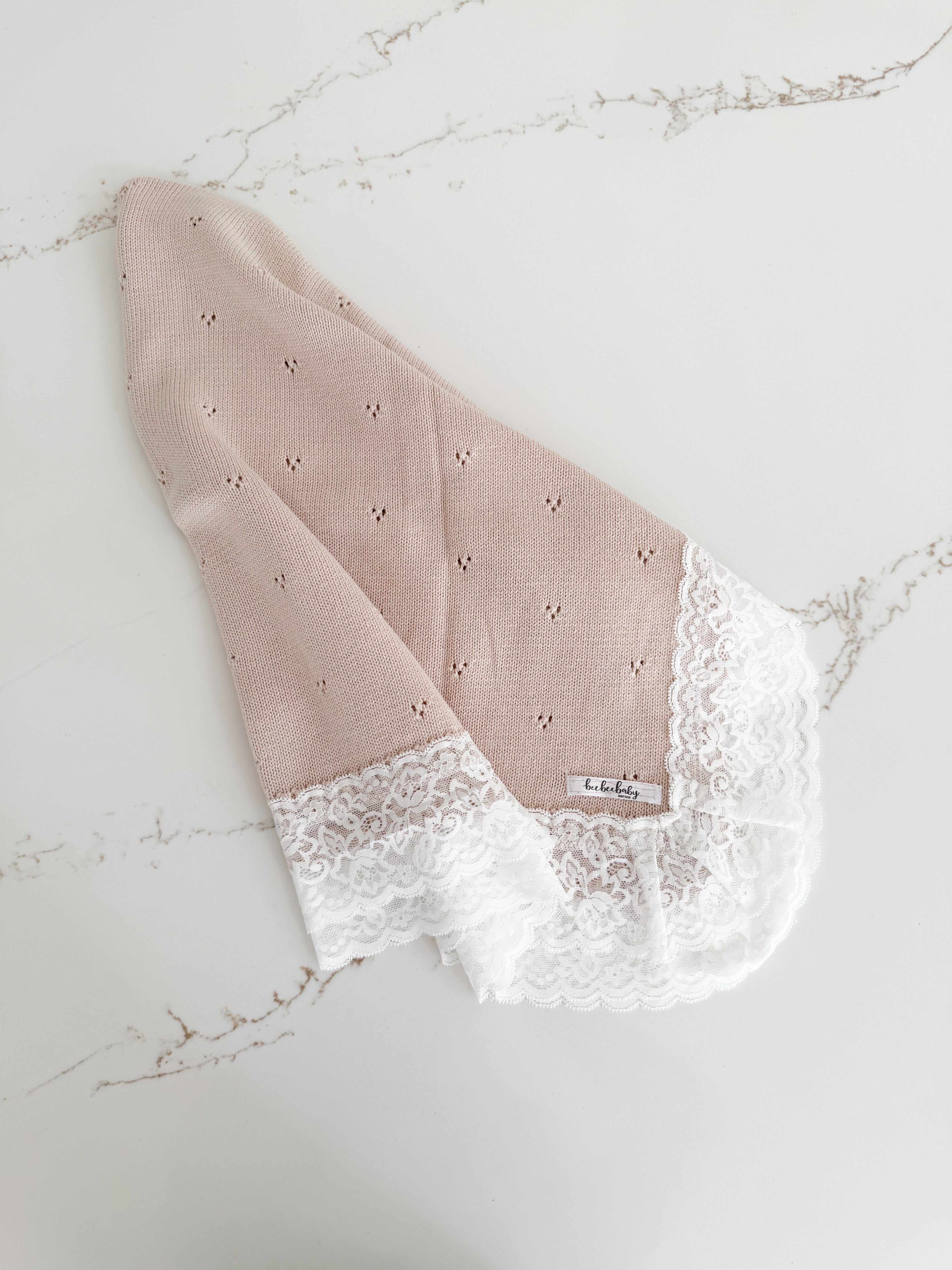 Hollow Out Knit Blanket - Oat