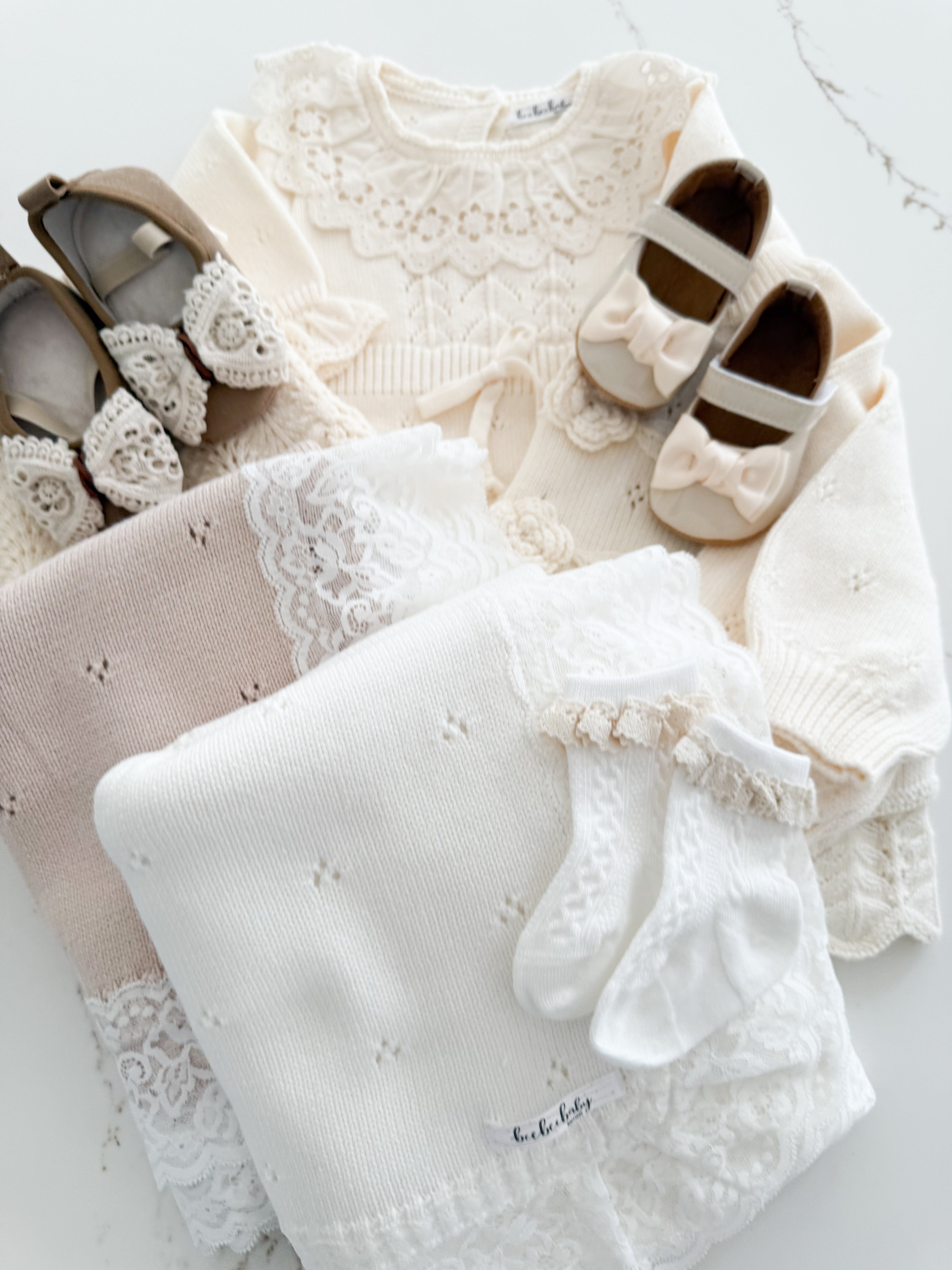 Hollow Out Knit Blanket - Pure White