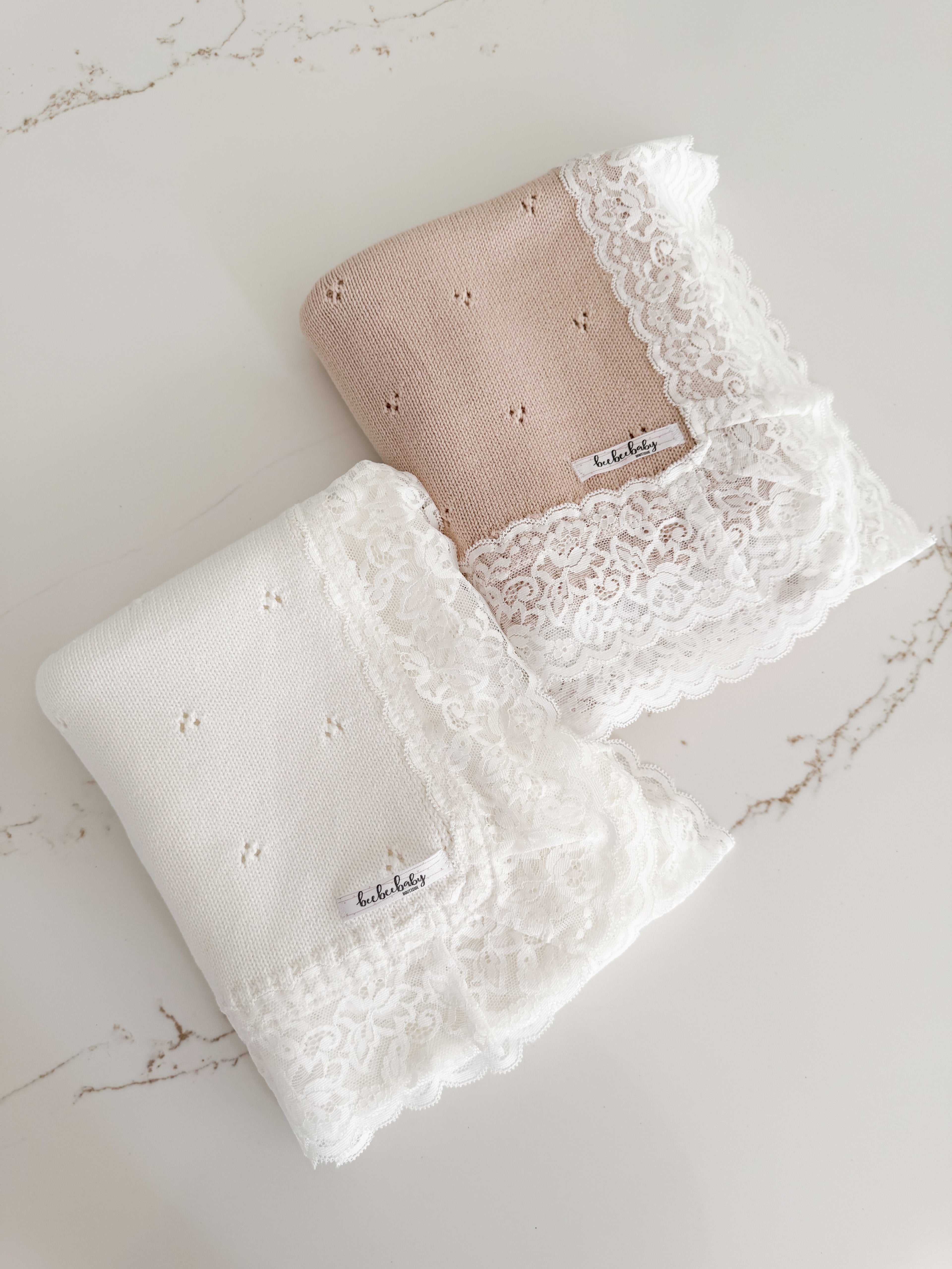 Hollow Out Knit Blanket - Oat